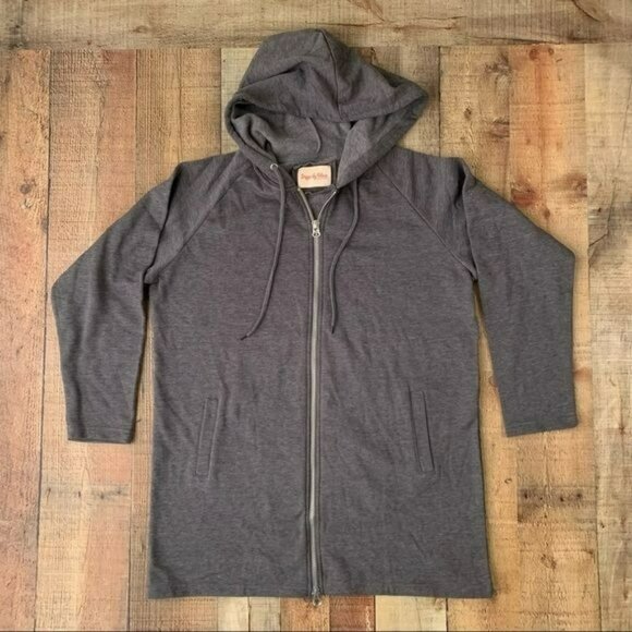 Design by Olivia Oversized Long Sleeve Zip Up Hoodie Tunic Sweatshirt Jacket M/L - Picture 1 of 8